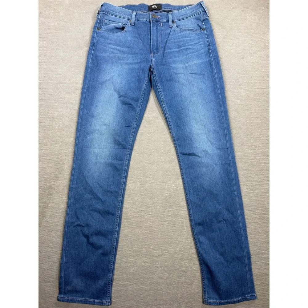Paige Lennox Slim Fit Jeans Mens 32 Cordwell Blue M653E10-2601 Transcend Denim